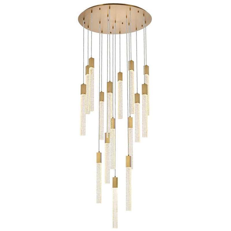 Elegant Lighting Weston 16-Lights Modern Metal and Crystal Pendant in Satin Gold