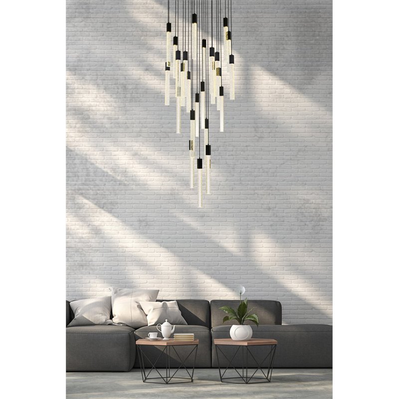 Elegant Lighting Weston 25-Lights Modern Metal and Crystal Pendant in Black