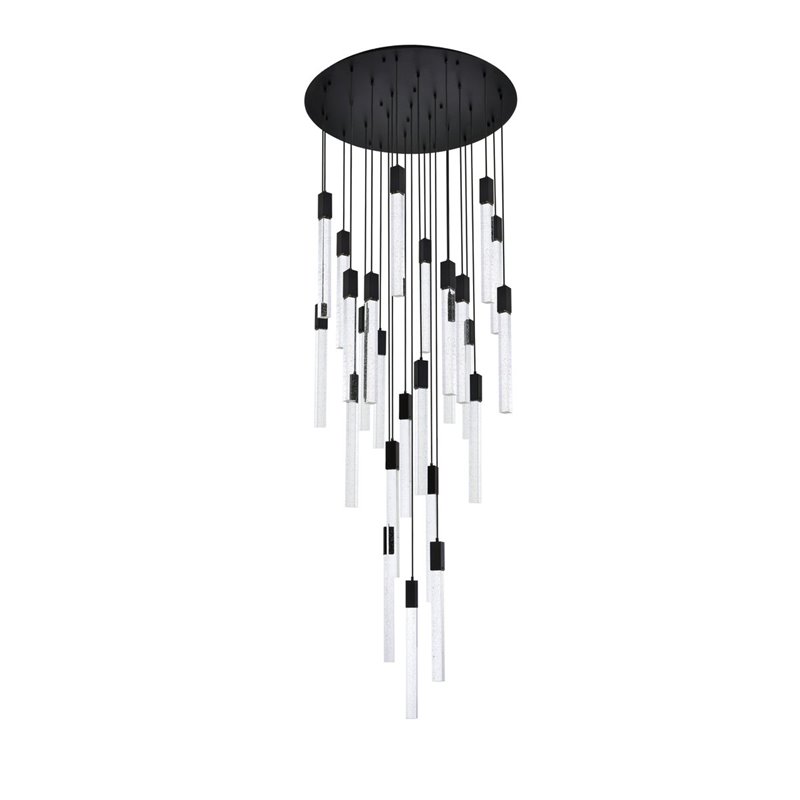 Elegant Lighting Weston 25-Lights Modern Metal and Crystal Pendant in Black