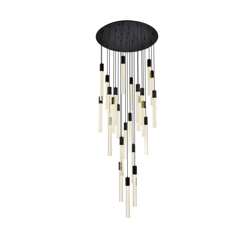 Elegant Lighting Weston 25-Lights Modern Metal and Crystal Pendant in Black