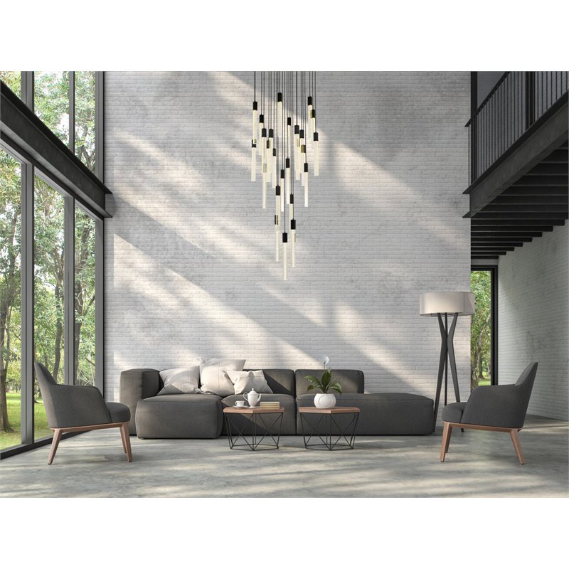 Elegant Lighting Weston 25-Lights Modern Metal and Crystal Pendant in Black