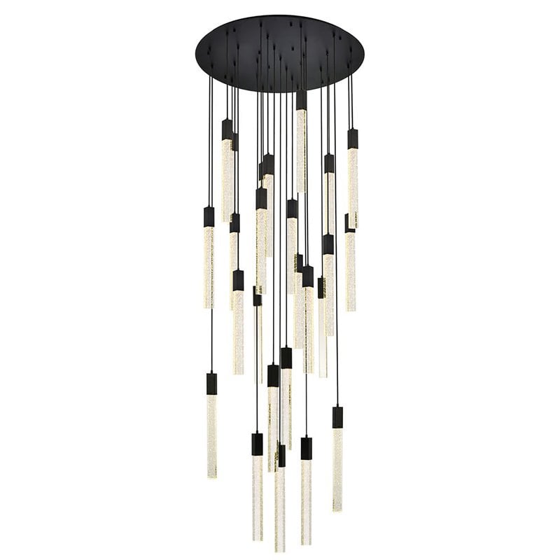 Elegant Lighting Weston 25-Lights Modern Metal and Crystal Pendant in Black