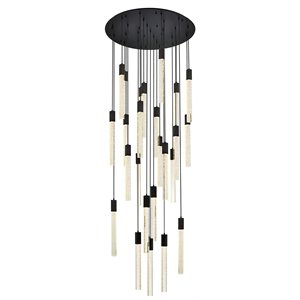 Elegant Lighting Weston 25-Lights Modern Metal and Crystal Pendant in Black