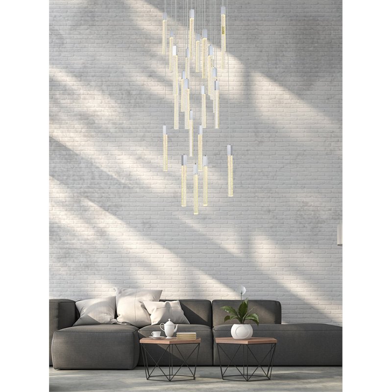 Elegant Lighting Weston 25-Lights Modern Metal and Crystal Pendant in Chrome