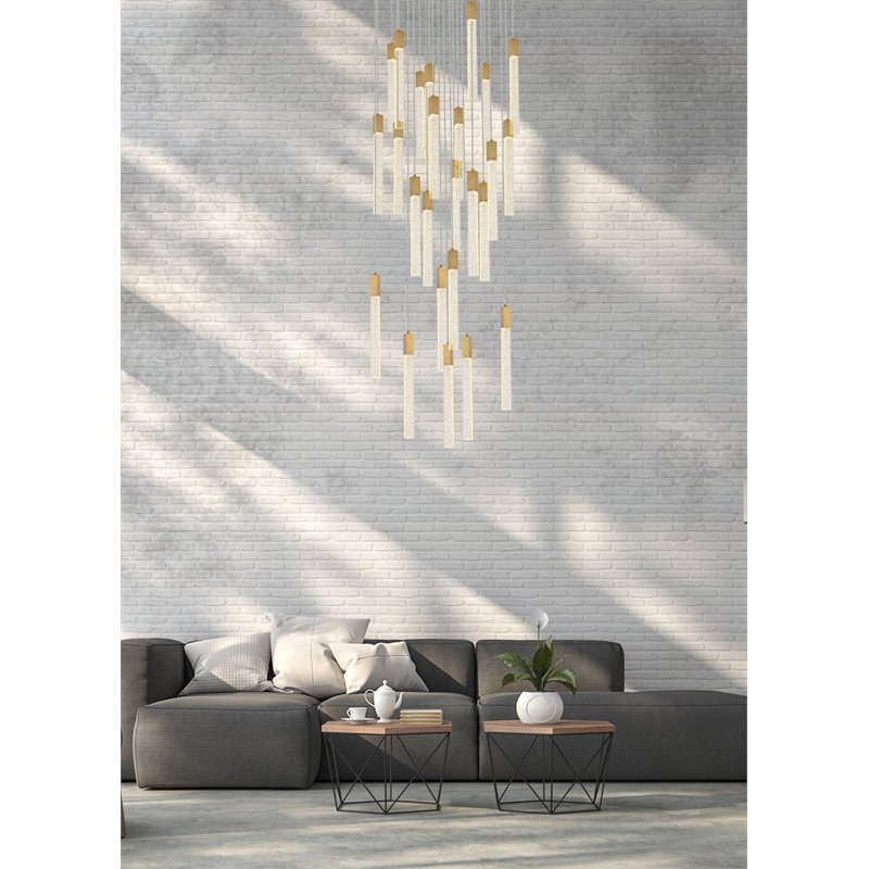 Elegant Lighting Weston 25-Lights Modern Metal and Crystal Pendant in Satin Gold