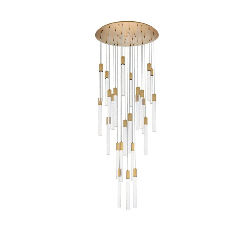 Elegant Lighting Weston 25-Lights Modern Metal and Crystal Pendant in Satin Gold