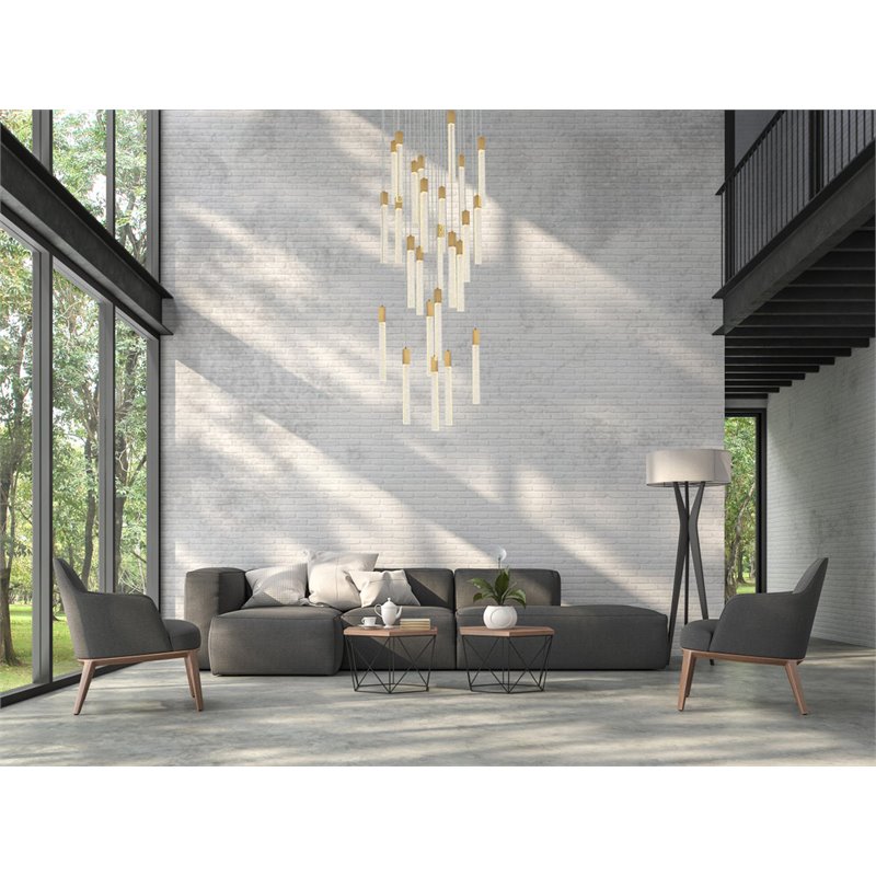 Elegant Lighting Weston 25-Lights Modern Metal and Crystal Pendant in Satin Gold