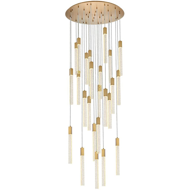 Elegant Lighting Weston 25-Lights Modern Metal and Crystal Pendant in Satin Gold