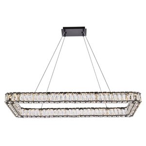 Elegant Lighting Monroe 42&quot Rectangle Crystal LED Single Pendant in Black