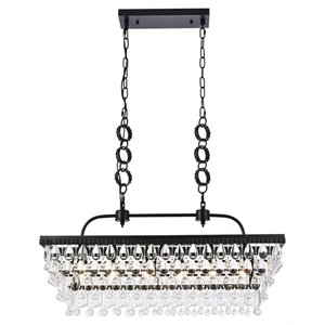 Elegant Lighting Nordic 32&quot Rectangle Iron and Glass Pendant in Black