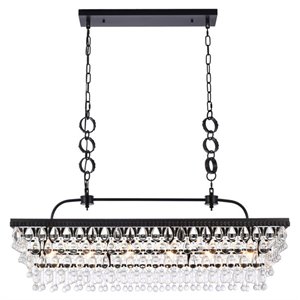Elegant Lighting Nordic 40&quot Rectangle Iron and Glass Pendant in Black