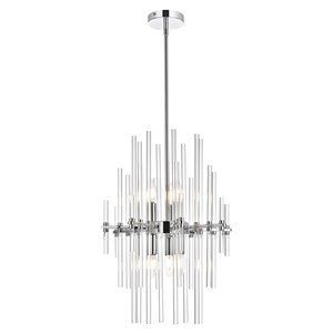 Elegant Lighting Sienna 17&quot Modern Metal and Crystal Rod Pendant in Chrome