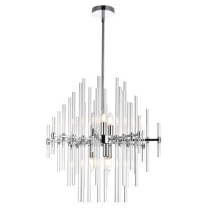 Elegant Lighting Sienna 23&quot Modern Metal and Crystal Rod Pendant in Chrome