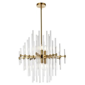 Elegant Lighting Sienna 23&quot Modern Metal and Crystal Rod Pendant in Gold