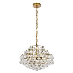 Elegant Lighting Savannah 18&quot Contemporary Iron and Crystal Pendant in Brass
