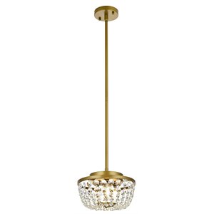 Elegant Lighting Gianna 10&quot Contemporary Iron and Crystal Pendant in Brass