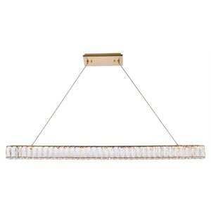Elegant Lighting Monroe 47&quot Metal and Crystal LED Linear pendant in Gold