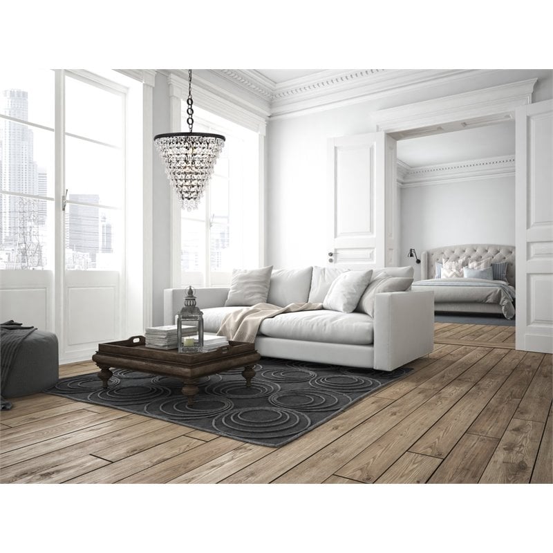 Elegant Lighting Nordic 7 Lights Iron and Crystal Chandelier in Black