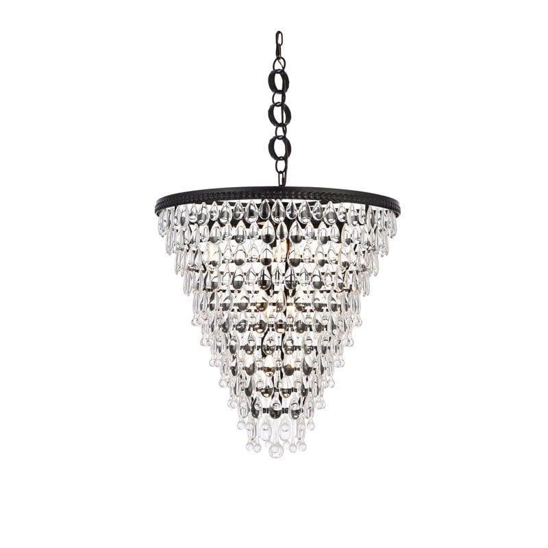 Elegant Lighting Nordic 7 Lights Iron and Crystal Chandelier in Black