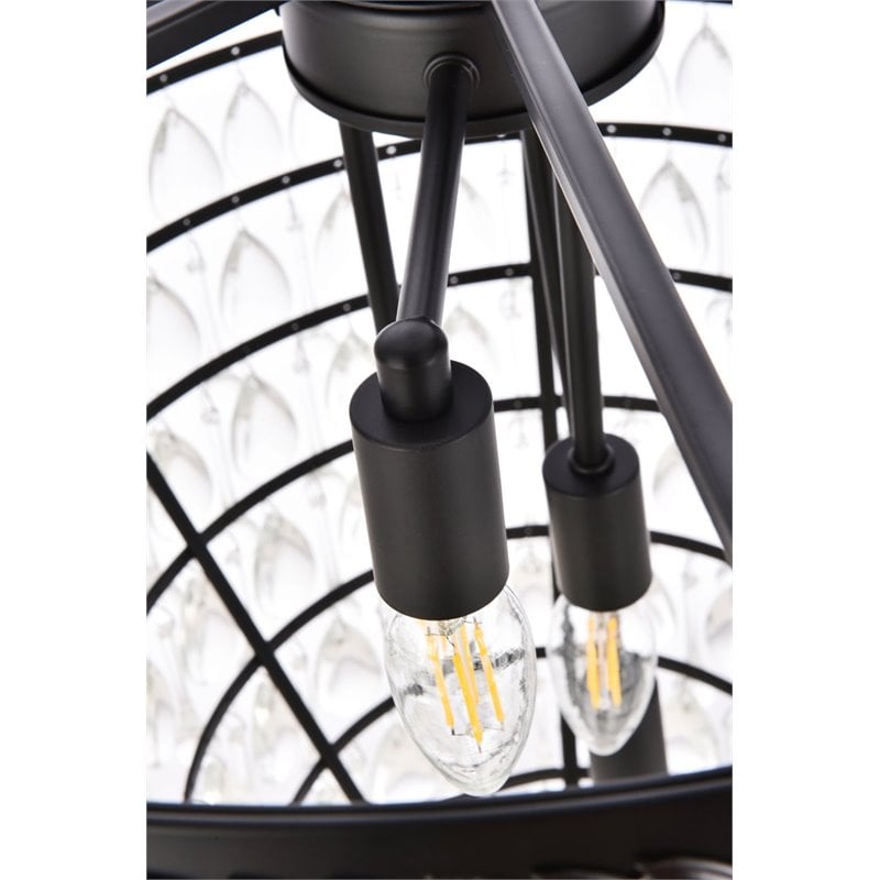 Elegant Lighting Nordic 7 Lights Iron and Crystal Chandelier in Black
