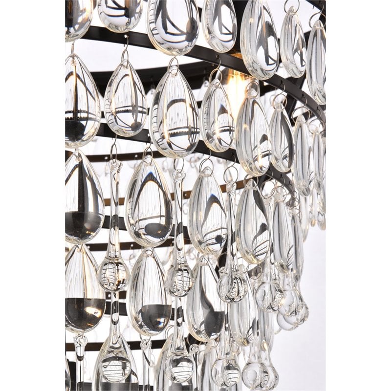 Elegant Lighting Nordic 7 Lights Iron and Crystal Chandelier in Black