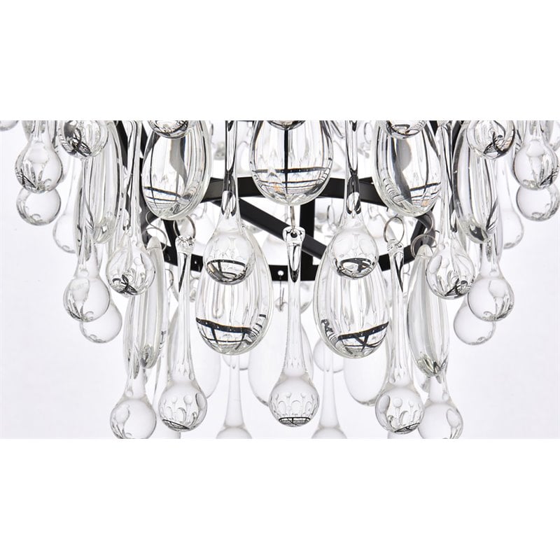 Elegant Lighting Nordic 7 Lights Iron and Crystal Chandelier in Black