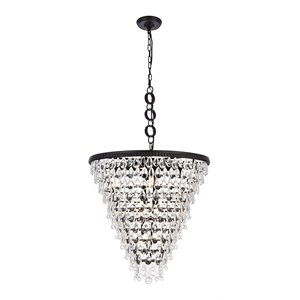 Elegant Lighting Nordic 7 Lights Iron and Crystal Chandelier in Black