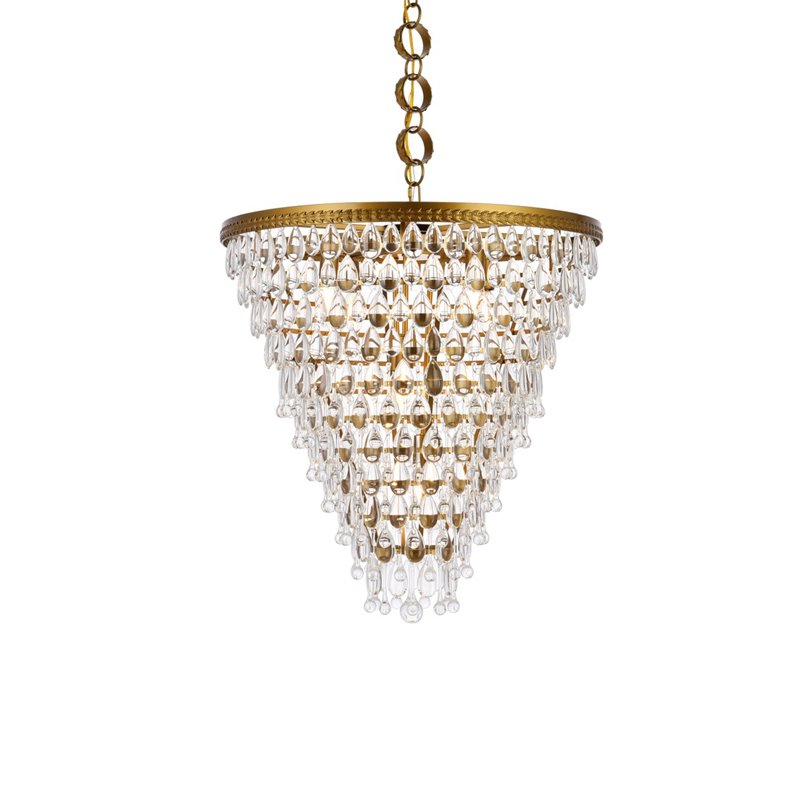 Elegant Lighting Nordic 7 Lights Iron and Crystal Chandelier in Brass