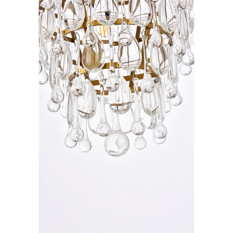 Elegant Lighting Nordic 7 Lights Iron and Crystal Chandelier in Brass