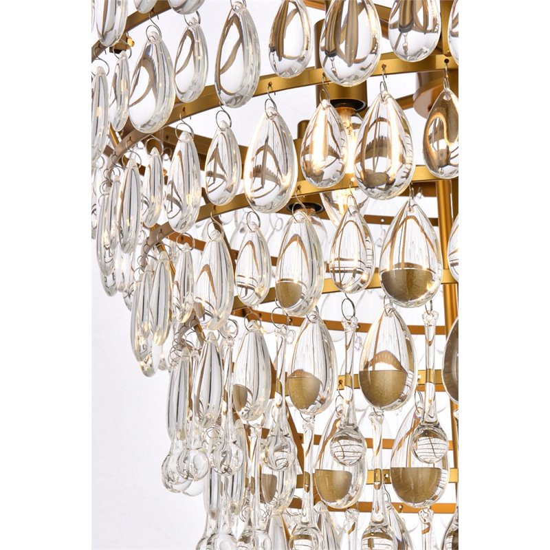 Elegant Lighting Nordic 7 Lights Iron and Crystal Chandelier in Brass