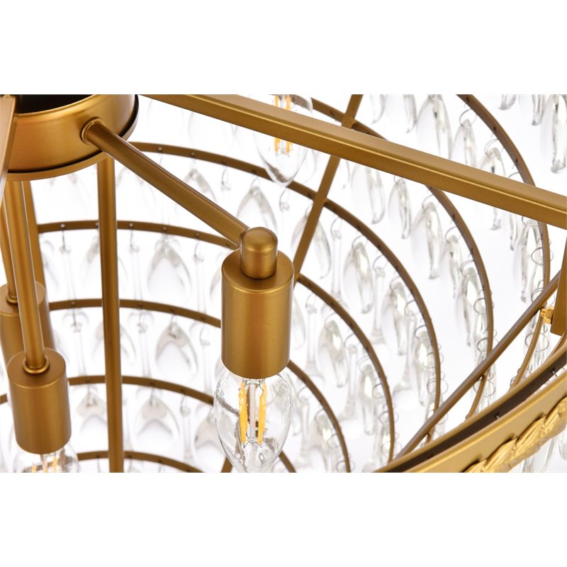 Elegant Lighting Nordic 7 Lights Iron and Crystal Chandelier in Brass