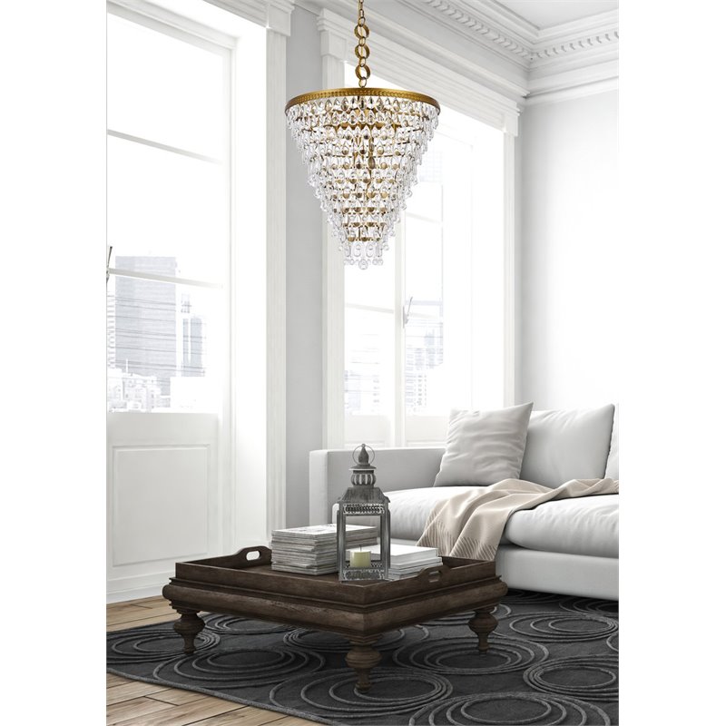 Elegant Lighting Nordic 7 Lights Iron and Crystal Chandelier in Brass
