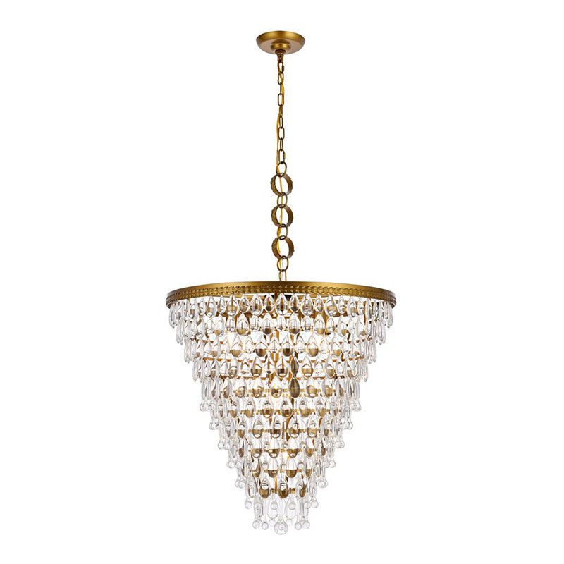 Elegant Lighting Nordic 7 Lights Iron and Crystal Chandelier in Brass