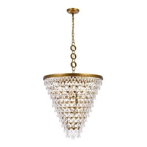 Elegant Lighting Nordic 7 Lights Iron and Crystal Chandelier in Brass