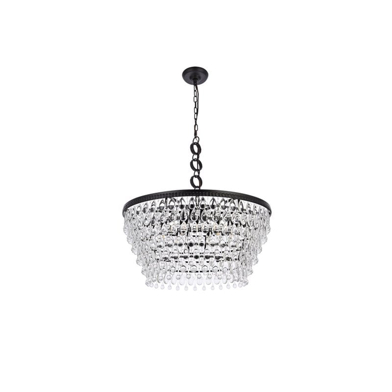 Elegant Lighting Nordic 6 Lights Iron and Crystal Chandelier in Black