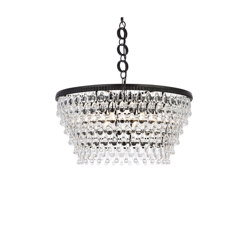 Elegant Lighting Nordic 6 Lights Iron and Crystal Chandelier in Black