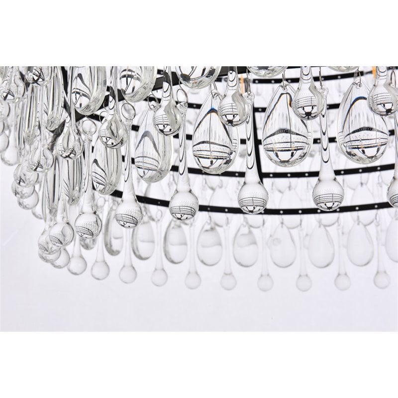 Elegant Lighting Nordic 6 Lights Iron and Crystal Chandelier in Black