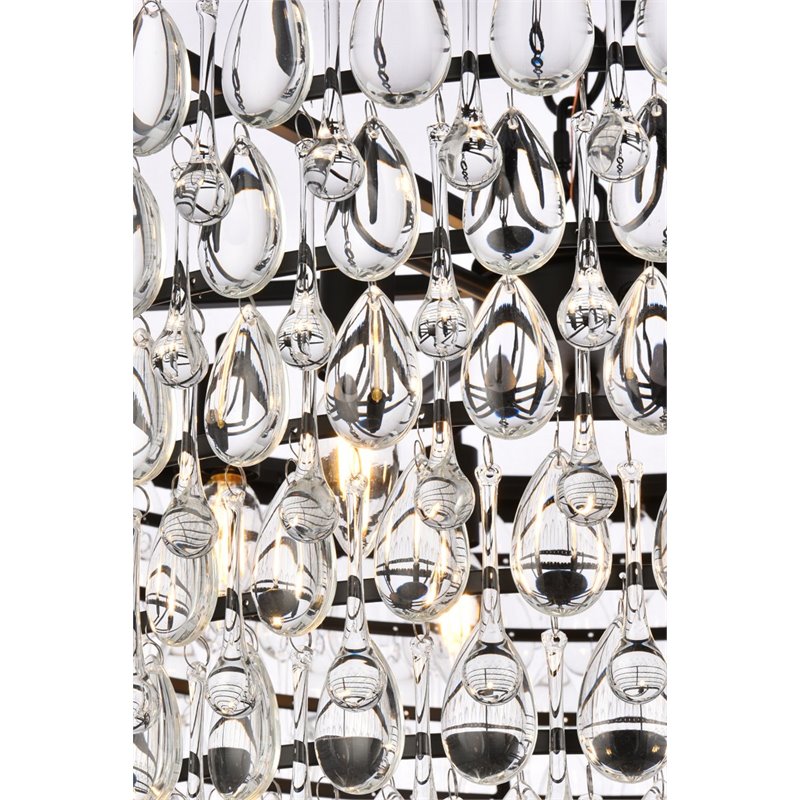 Elegant Lighting Nordic 6 Lights Iron and Crystal Chandelier in Black