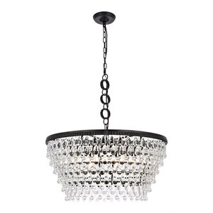 Elegant Lighting Nordic 6 Lights Iron and Crystal Chandelier in Black