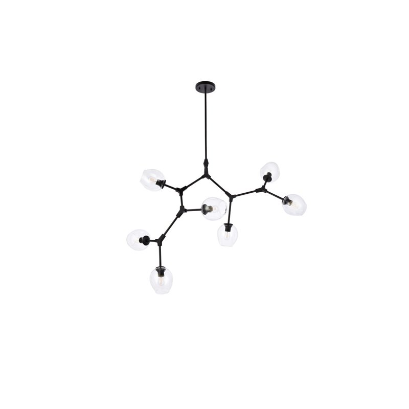 Elegant Lighting Cavoli 7 Lights Iron and Glass Chandelier in Black