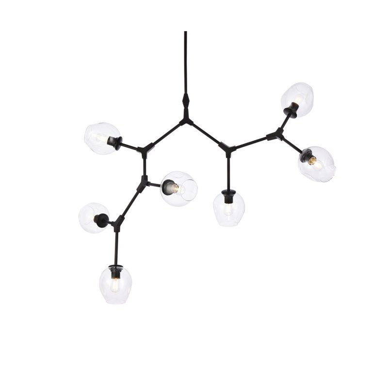 Elegant Lighting Cavoli 7 Lights Iron and Glass Chandelier in Black