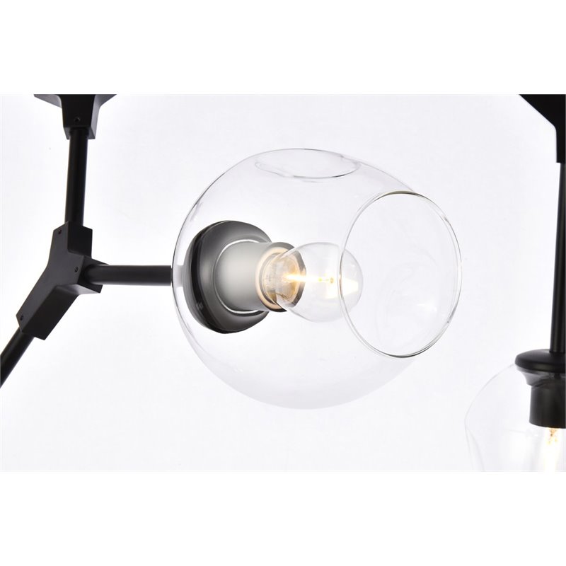 Elegant Lighting Cavoli 7 Lights Iron and Glass Chandelier in Black