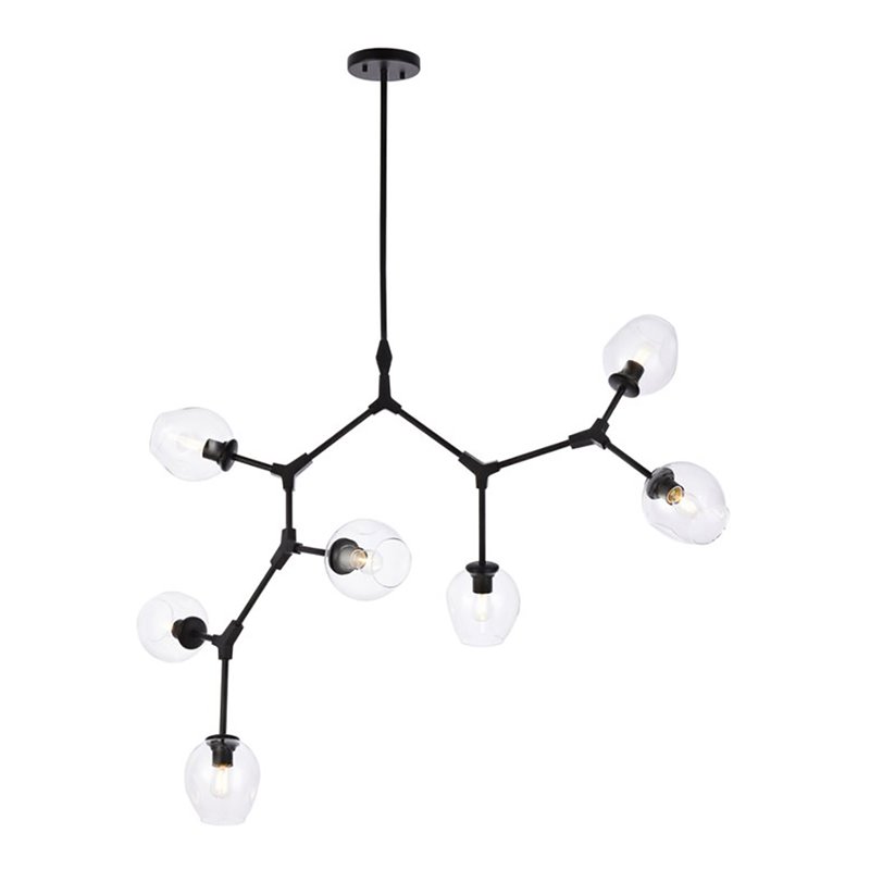 Elegant Lighting Cavoli 7 Lights Iron and Glass Chandelier in Black