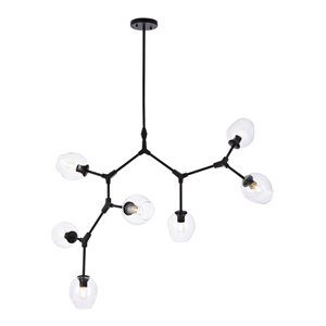 elegant lighting cavoli 7 lights iron and glass chandelier in black