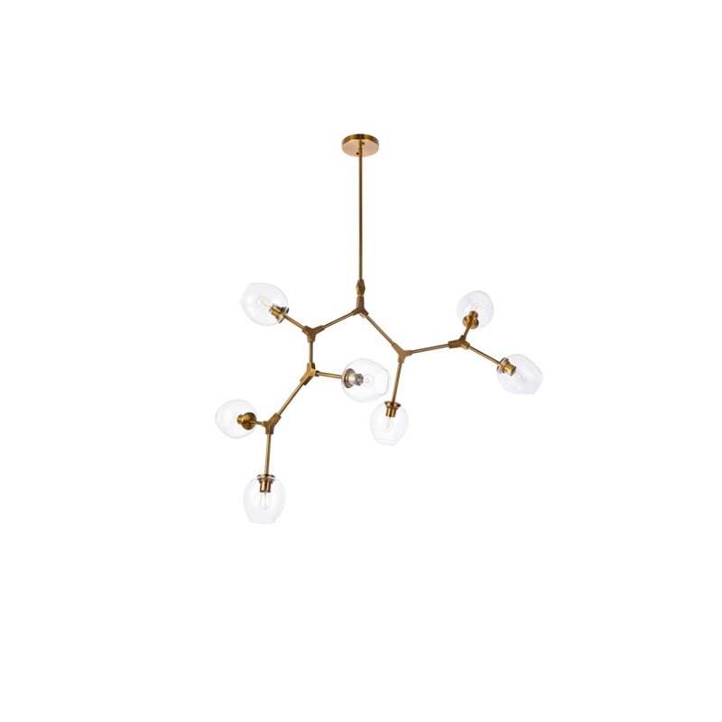Elegant Lighting Cavoli 7 Lights Iron and Glass Chandelier in Brass