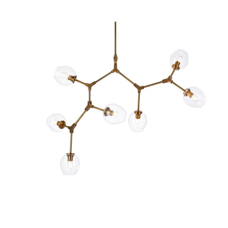 Elegant Lighting Cavoli 7 Lights Iron and Glass Chandelier in Brass