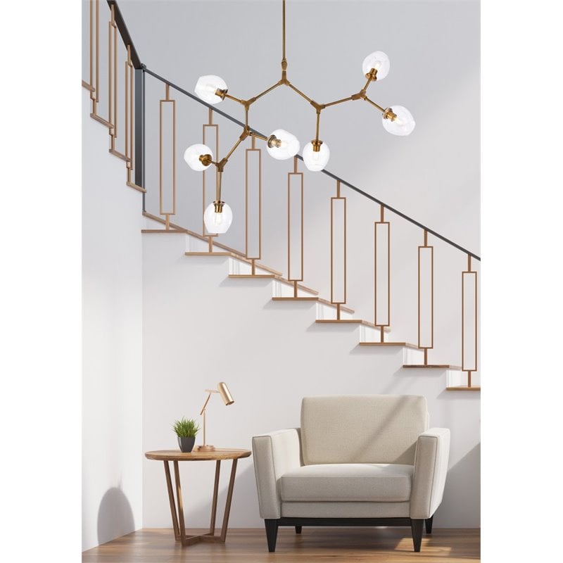 Elegant Lighting Cavoli 7 Lights Iron and Glass Chandelier in Brass