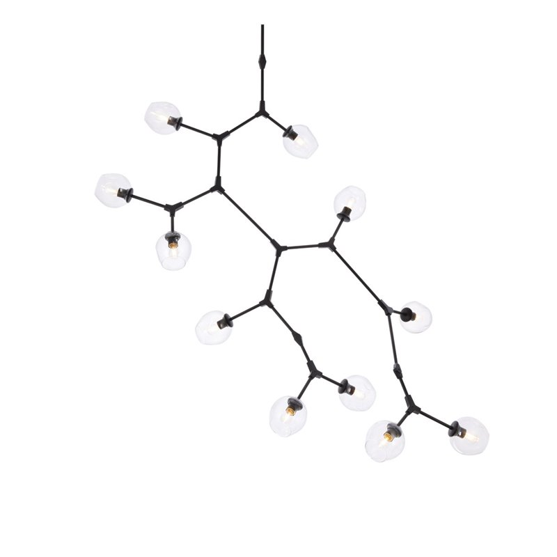 Elegant Lighting Cavoli 11 Lights Iron and Glass Chandelier in Black