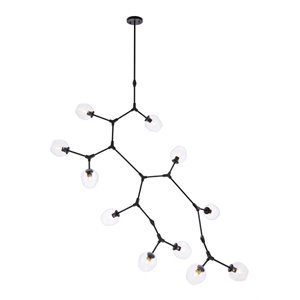 elegant lighting cavoli 11 lights iron and glass chandelier in black