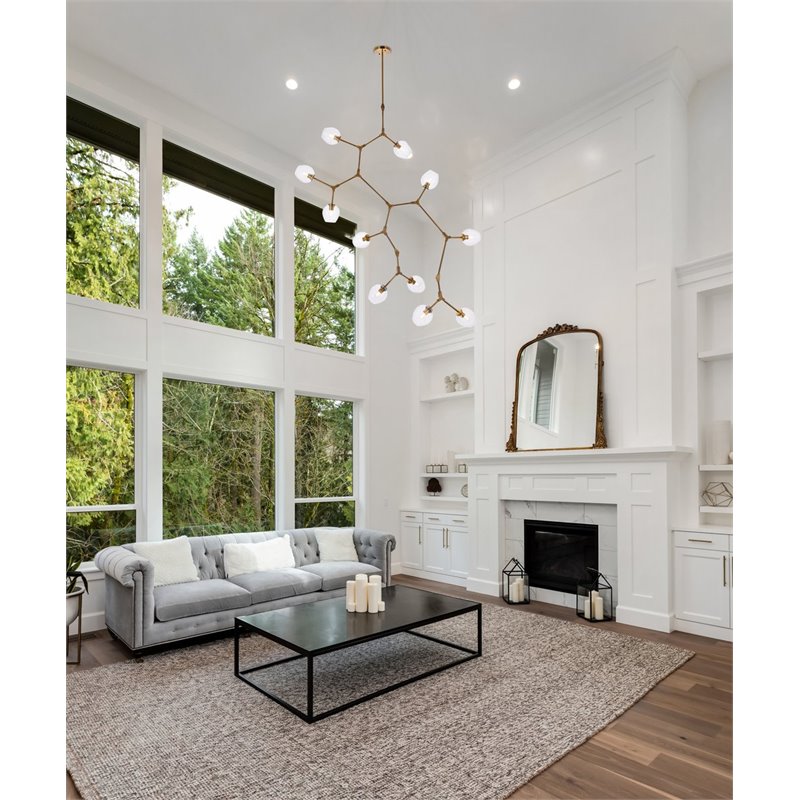 Elegant Lighting Cavoli 11 Lights Iron and Glass Chandelier in Brass